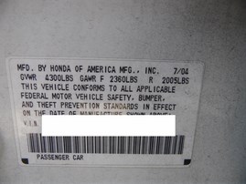 2004 HONDA ACCORD EX WHITE 4DR 3.0L AT A17641